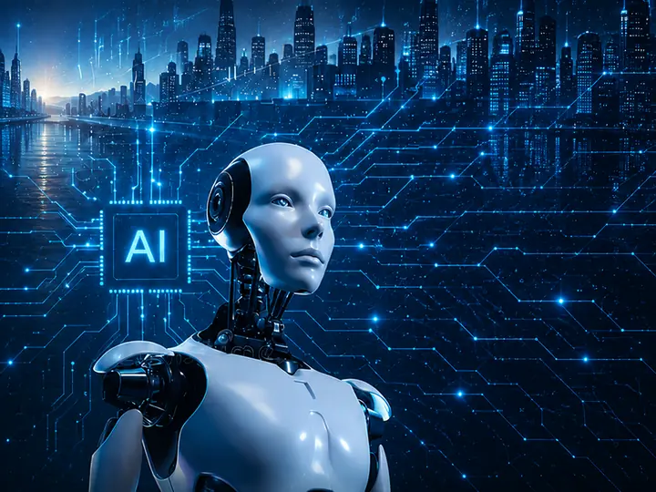 Agente de IA representado como un robot asistente